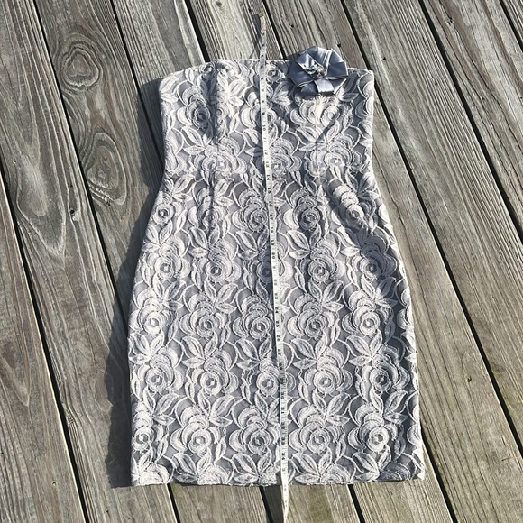 Suzi Chin Maggy Boutique lovely lace strapless dress 10-12 - Picture 11 of 11